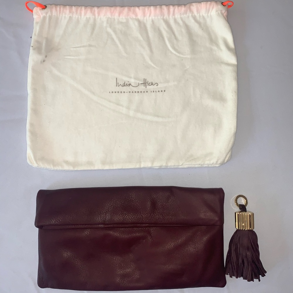 India Hicks Carmen Leather Clutch (Wine)